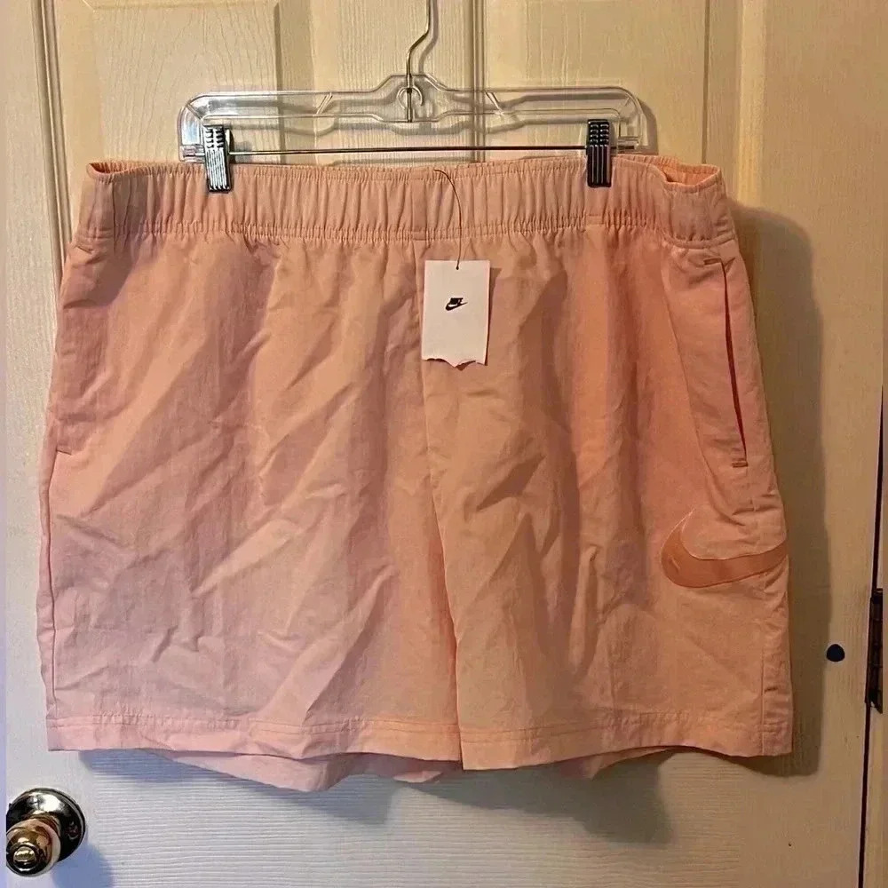 NWT Nike Swoosh Woven Loose Fit High Rise Easy Shorts Pink DM6752-610 Women XXL